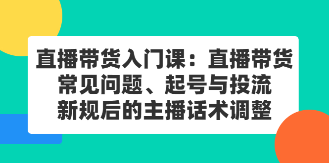 直播带货入门课：直播带货常见问题、起号与投流、新规后的主播话术调整-讯领网创