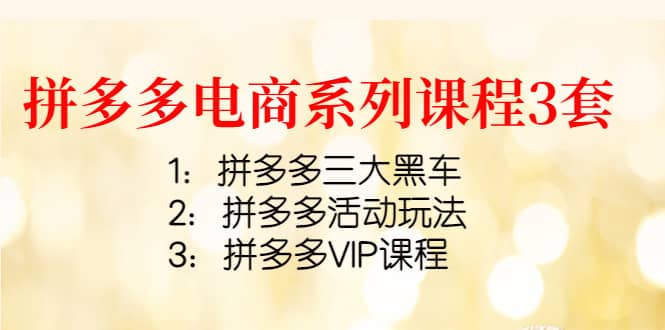 拼多多电商系列课程3套：拼多多三大黑车+拼多多活动玩法+拼多多VIP课程-讯领网创