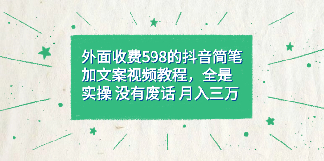 外面收费598抖音简笔加文案教程，全是实操 没有废话 月入三万（教程+资料）-讯领网创