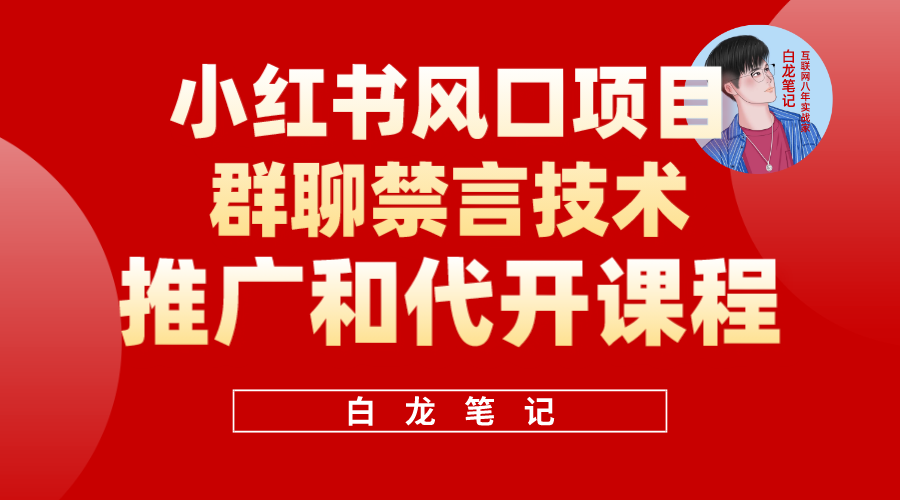 小红书风口项目日入300+，小红书群聊禁言技术代开项目，适合新手操作-讯领网创