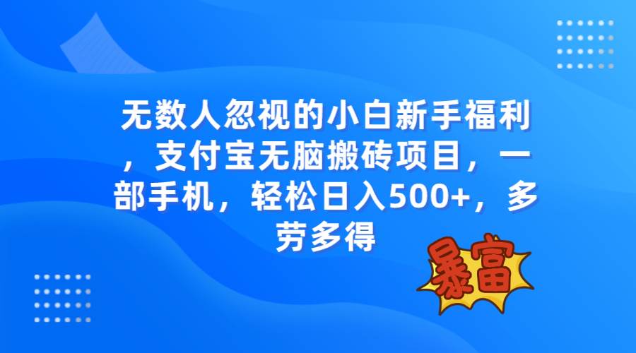 （7830期）无数人忽视的项目，支付宝无脑搬砖项目，一部手机即可操作，轻松日入500+-讯领网创