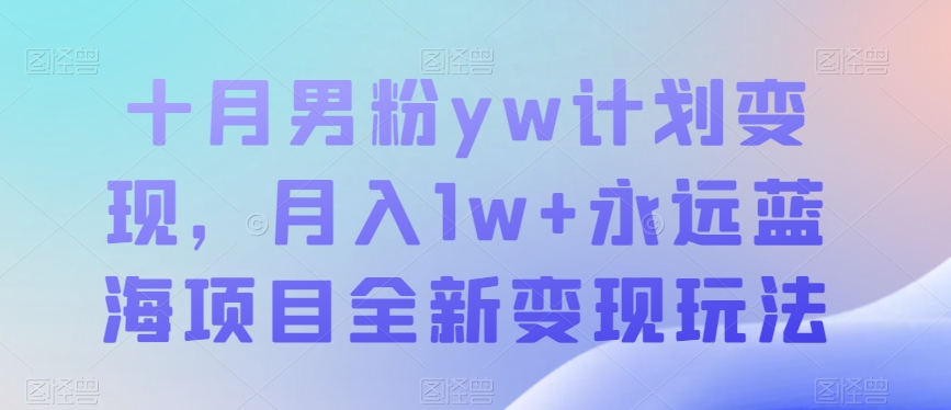 十月男粉yw计划变现，月入1w+永远蓝海项目全新变现玩法【揭秘】-讯领网创