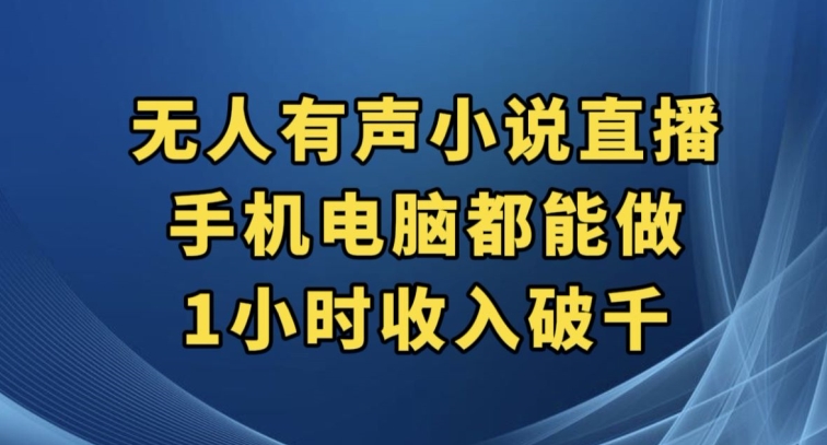 抖音无人有声小说直播，手机电脑都能做，1小时收入破千【揭秘】-讯领网创