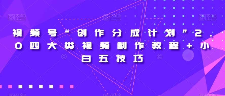 视频号“创作分成计划”2.0四大类视频制作教程+小白五技巧【揭秘】-讯领网创