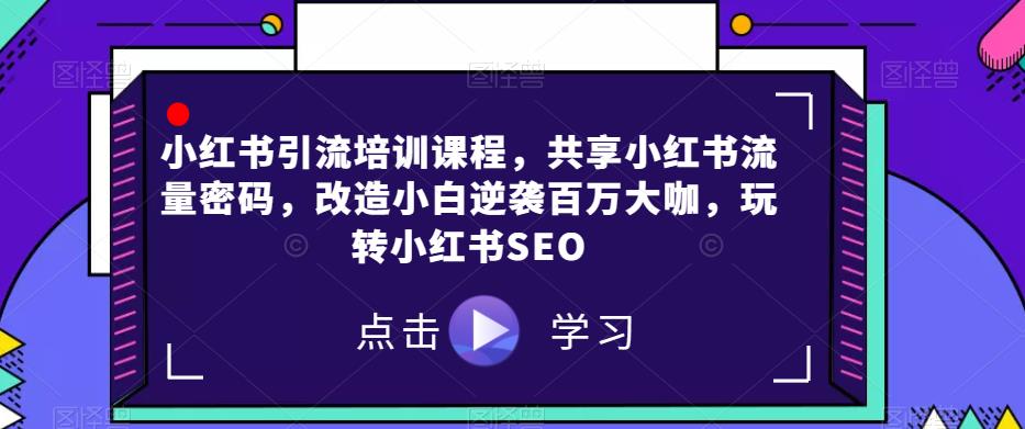 小红书引流培训课程，共享小红书流量密码，改造小白逆袭百万大咖，玩转小红书SEO-讯领网创