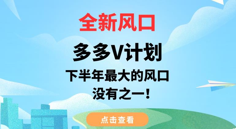 全新风口，多多V计划，下半年最大的风口项目，没有之一【揭秘】-讯领网创