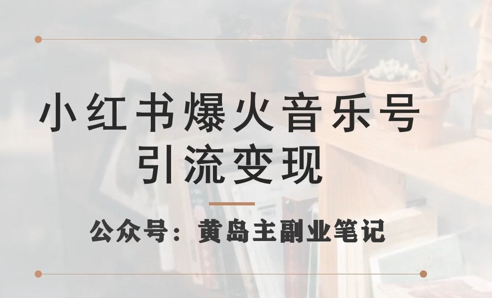 小红书爆火音乐号引流变现项目，视频版一条龙实操玩法分享给你-讯领网创