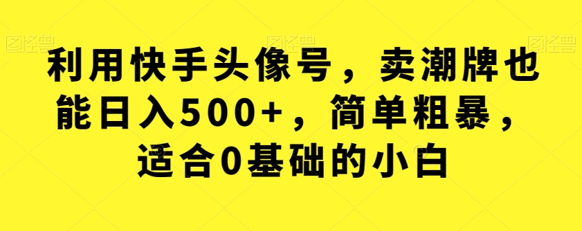 利用快手头像号，卖潮牌也能日入500+，简单粗暴，适合0基础的小白【揭秘】-讯领网创