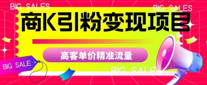 商K引粉变现项目，高客单价精准流量【揭秘】-讯领网创