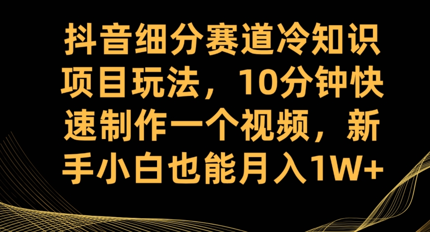 抖音细分赛道冷知识项目玩法，10分钟快速制作一个视频，新手小白也能月入1W+【揭秘】-讯领网创