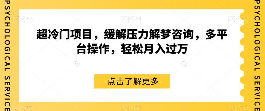 超冷门项目，缓解压力解梦咨询，多平台操作，轻松月入过万【揭秘】-讯领网创