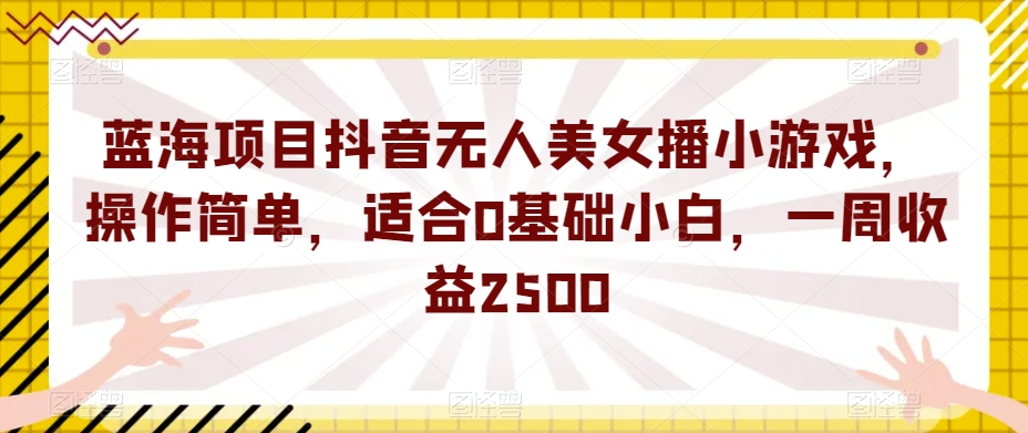 蓝海项目抖音无人美女播小游戏，操作简单，适合0基础小白，一周收益2500【揭秘】-讯领网创