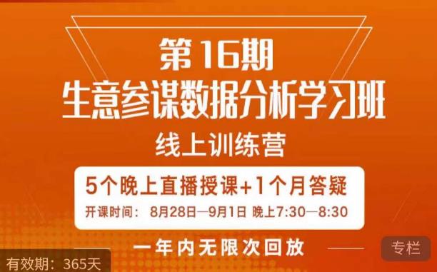 宁静·生意参谋数据分析学习班，解决商家4大痛点，学会分析数据，打造爆款！-讯领网创