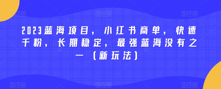 2023蓝海项目，小红书商单，快速千粉，长期稳定，最强蓝海没有之一（新玩法）-讯领网创