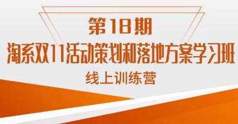 淘系双11活动策划和落地方案学习班线上训练营-讯领网创