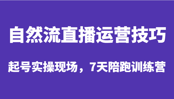 自然流直播运营技巧，起号实操现场，7天陪跑训练营-讯领网创