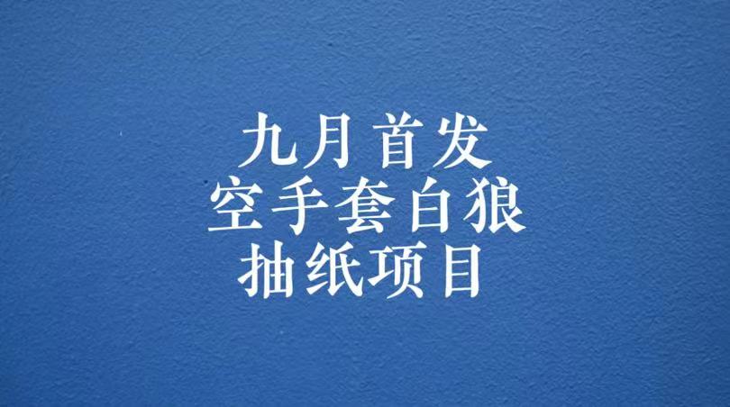 0成本，日入100-500空手套白狼抽纸项目，保姆级教学-讯领网创