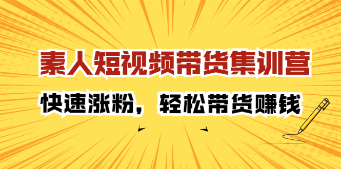 素人短视频带货集训营：快速涨粉，轻松带货赚钱-62网赚