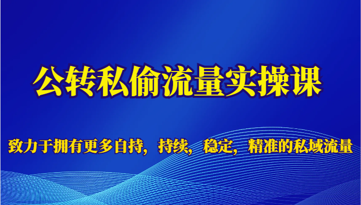 公转私偷流量实操课，致力于拥有更多自持，持续，稳定，精准的私域流量-讯领网创
