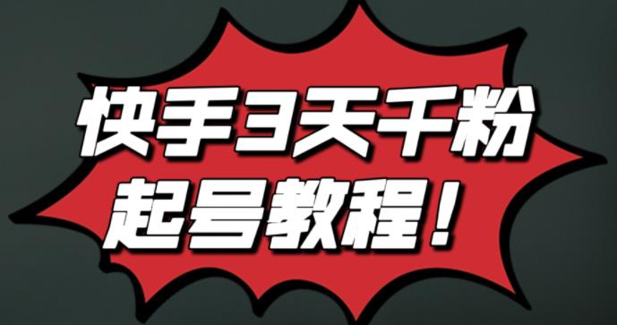 最新快手3天千粉起号实操教程，纯自然流量，无任何投流，条条视频起爆！-讯领网创