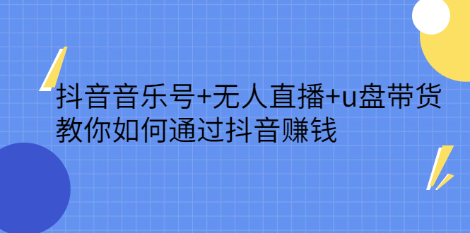 抖音音乐号+无人直播+u盘带货，教你如何通过抖音赚钱-讯领网创