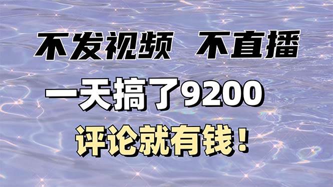 （14018期）不发作品不直播，评论就有钱，一条最高10块，一天搞了9200-讯领网创