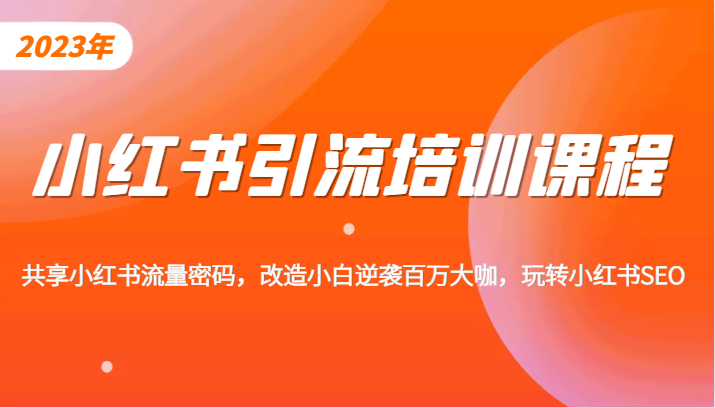 小红书引流培训课程，教你零基础玩转小红书，素人逆袭百万流量大咖！-讯领网创