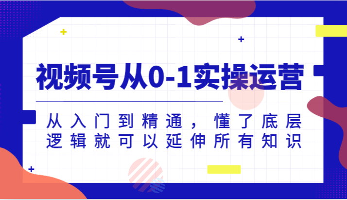 视频号从0-1实操运营，从入门到精通，懂了底层逻辑就可以延伸所有知识-讯领网创