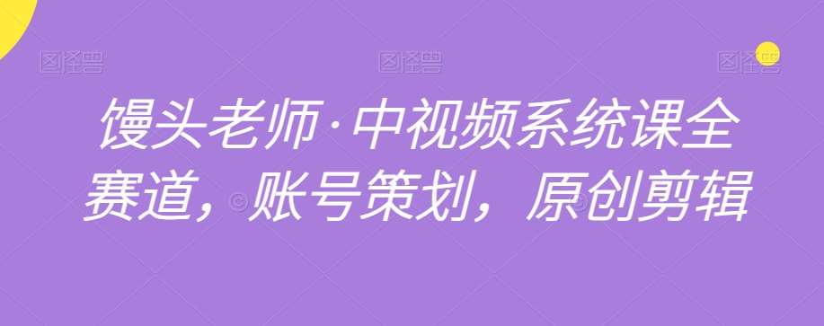 馒头老师·中视频系统课全赛道，账号策划，原创剪辑-讯领网创