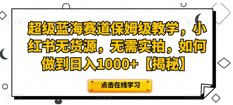 超级蓝海赛道保姆级教学，小红书无货源，无需实拍，如何做到日入1000+【揭秘】-讯领网创