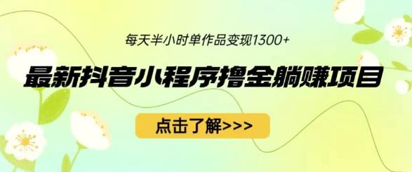 最新抖音小程序撸金躺赚项目，一部手机每天半小时，单个作品变现1300+【揭秘】-讯领网创