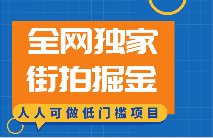 全网独家一街拍掘金，低门槛人人可做的赚钱项目-讯领网创