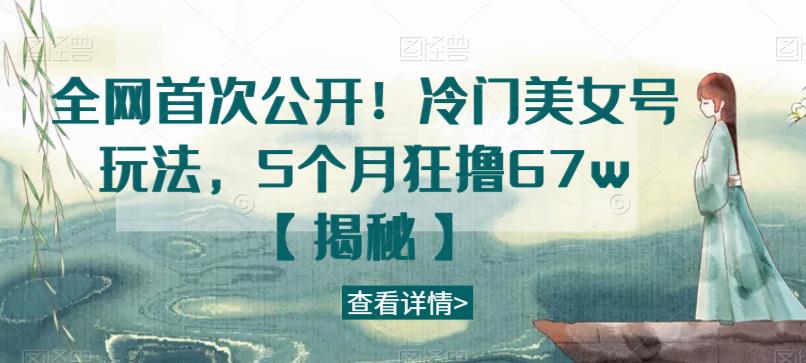 全网首次公开！冷门美女号玩法，5个月狂撸67w【揭秘】-62网赚