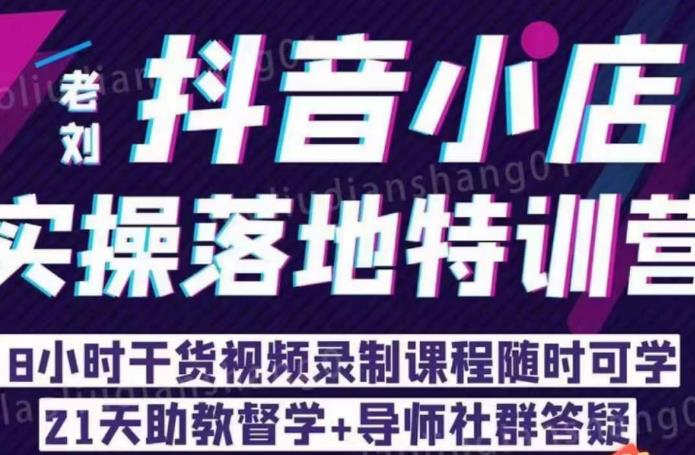 老刘·抖店商品卡流量，​抖音小店实操落地特训营，8小时干货视频录制课程随时可学-讯领网创