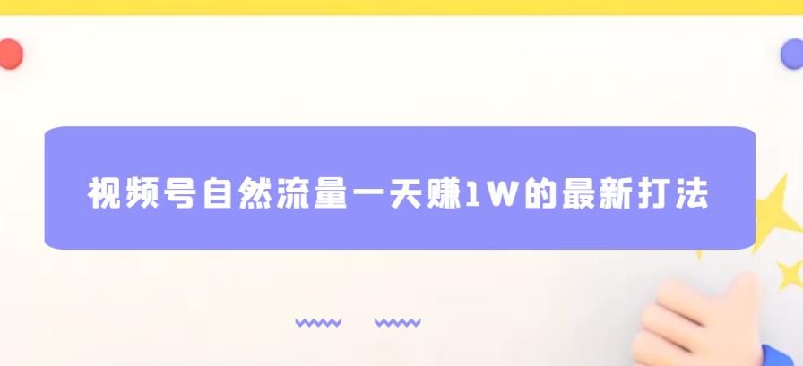 视频号自然流量一天赚1W的最新打法，基本0投资【揭秘】-讯领网创