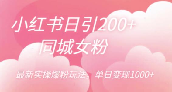 小红书日引200+同城女粉，最新实操爆粉玩法，单日变现1000+【揭秘】-讯领网创