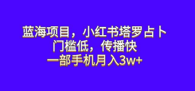 蓝海项目，小红书塔罗占卜，门槛低，传播快，一部手机月入3w+【揭秘】-讯领网创