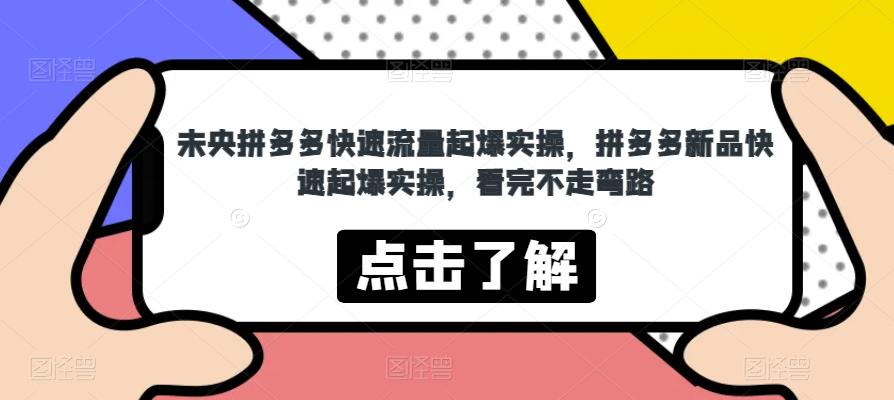 未央拼多多快速流量起爆实操，拼多多新品快速起爆实操，看完不走弯路-讯领网创