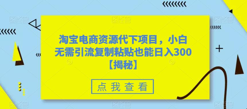 淘宝电商资源代下项目，小白无需引流复制粘贴也能日入300＋【揭秘】-讯领网创