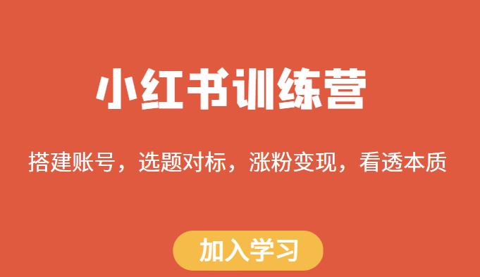 小红书训练营，搭建账号，选题对标，涨粉变现，看透本质-讯领网创