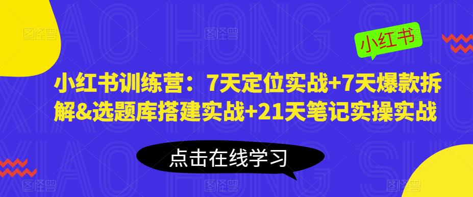 小红书训练营：7天定位实战+7天爆款拆解&选题库搭建实战+21天笔记实操实战-讯领网创