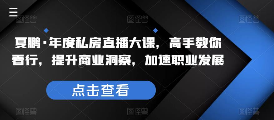 夏鹏·年度私房直播大课，高手教你看行，提升商业洞察，加速职业发展-讯领网创