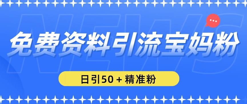 免费资料引流宝妈粉，日引50+精准粉【揭秘】-讯领网创