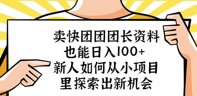 卖快团团团长资料也能日入100+新人如何从小项目里探索出新机会-讯领网创