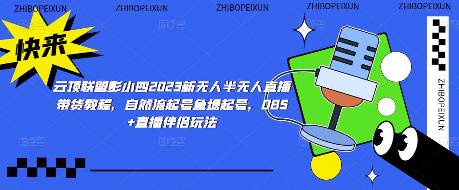 云顶联盟彭小四2023新无人半无人直播带货教程，自然流起号鱼塘起号，OBS+直播伴侣玩法-讯领网创