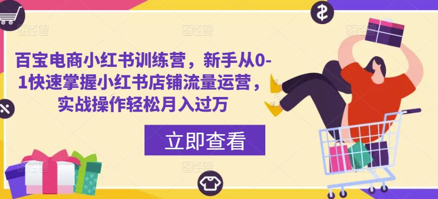 百宝电商小红书训练营，新手从0-1快速掌握小红书店铺流量运营，实战操作轻松月入过万-讯领网创