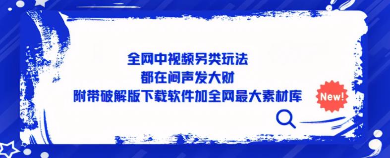全网中视频另类玩法，都在闷声发大财，附带破解版下载软件加全网最大素材库-讯领网创