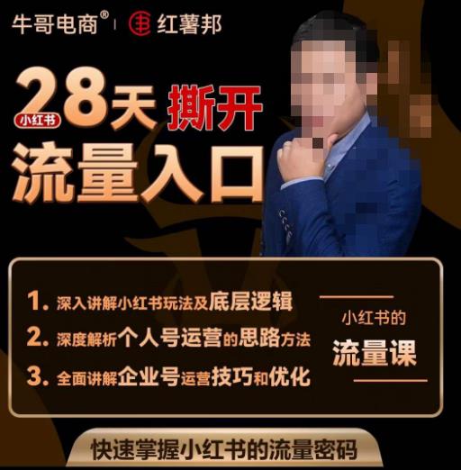 牛哥电商红薯邦28天撕开小红书流量入口，小红书运营系列课，快速掌握小红书的流量密码-讯领网创
