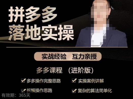 拼多多实战篇·落地实操：多多操作完整思路+实操案例讲解+拆解操作思路+复杂的算法简单化-讯领网创