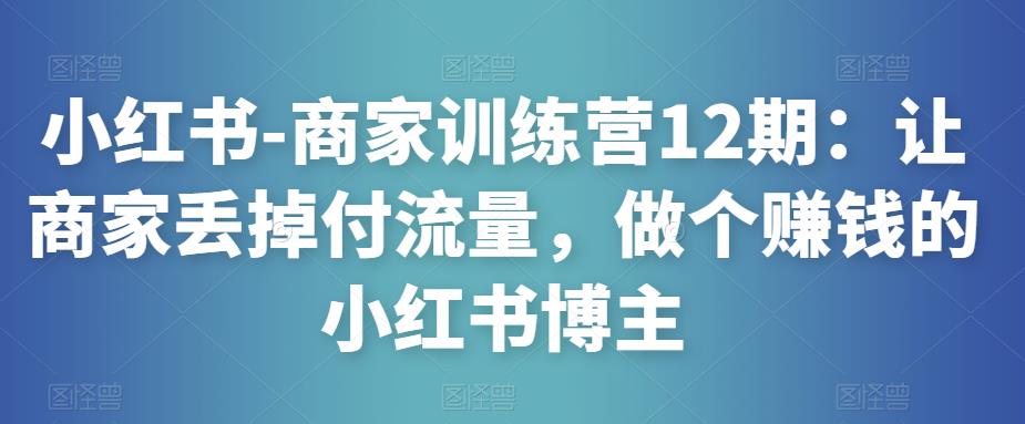 小红书-商家训练营12期：让商家丢掉付流量，做个赚钱的小红书博主-讯领网创